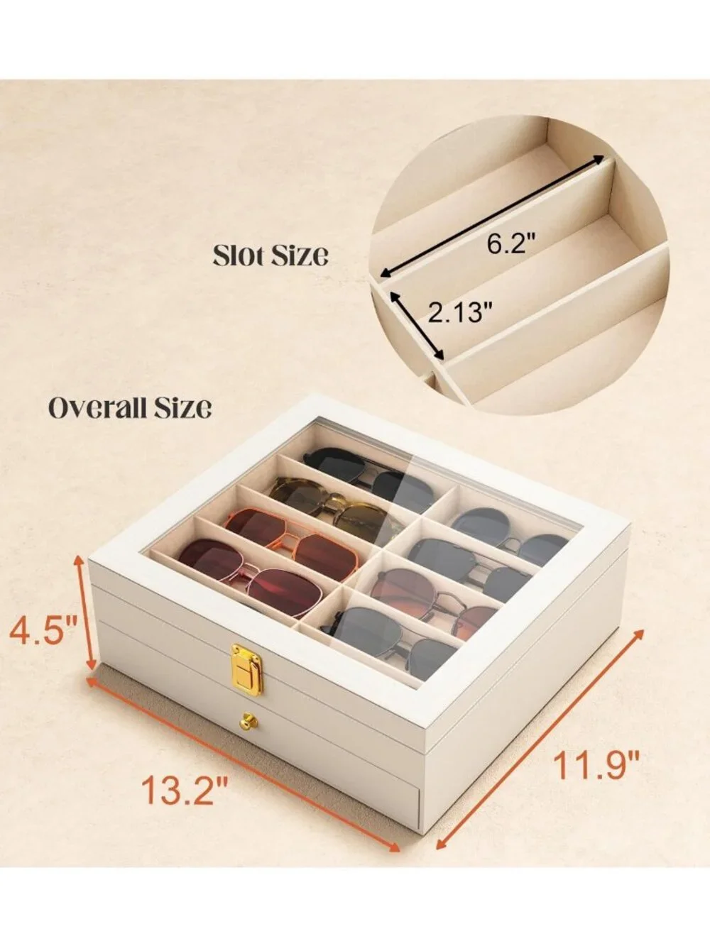 20-Slot Sunglasses Organizer & Eyeglass Display Case - 2-Layer Holder with Clear